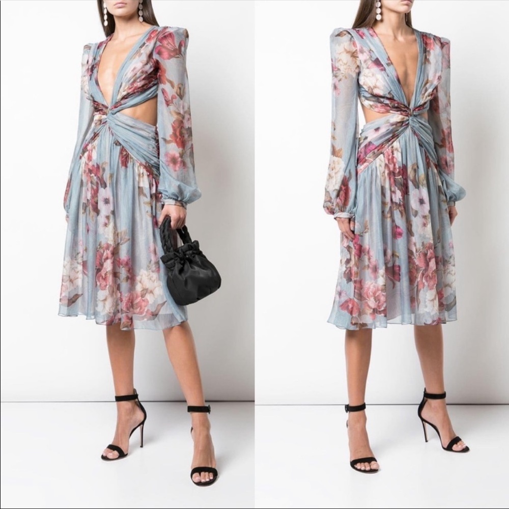PatBo Peony Print Floral Cut Out Dress Size US 4